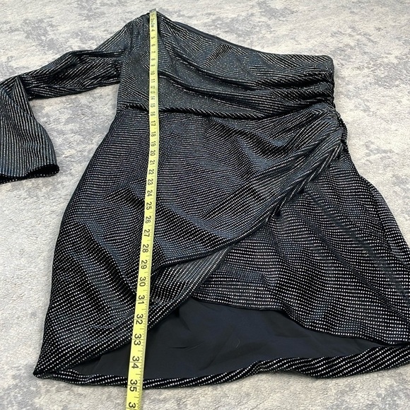 New All Saints Ezra Sparkle Dress One Shoulder Side Ruched Party Cocktail Sz 10 - Picture 10 of 17